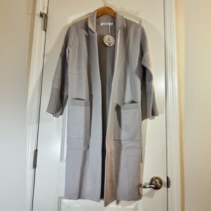 Thick Women’s Gray Open Front Lapel Cardigan Coatigan Small NWT fallfashion